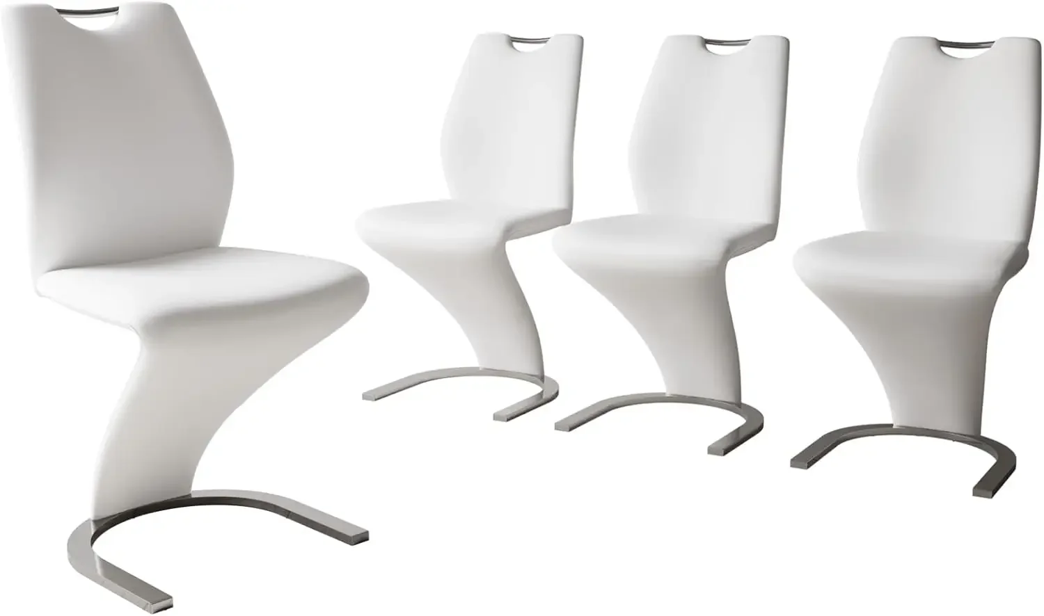 Ensemble de 4 chaises de salle à manger sirène, chaises de cuisine modernes, chaises d'appoint rembourrées sans accoudoirs, pieds en métal robustes (4-blanc)