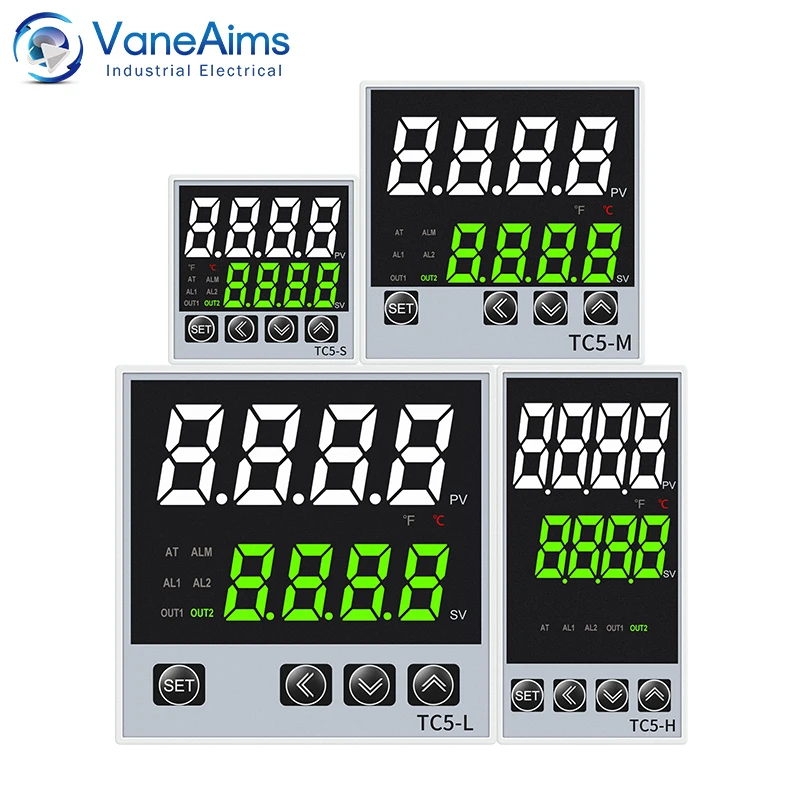 220V AC Thermostat TC5S TC5H TC5L TC5M RTD TC Universal Input SSR Relay Dual Output PID Temperature Controller with Transformer