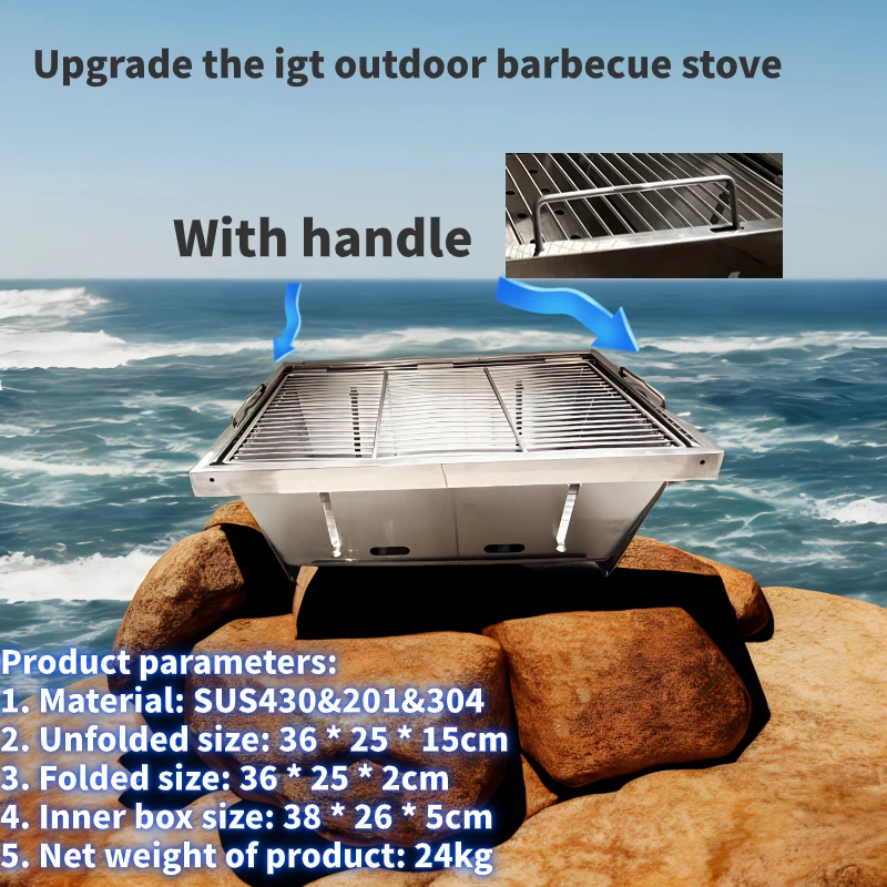 Outdoor Barbecue Rack Set IGT Unit Oven&Folding Table Portable Camping Stainless Steel Folding Carbon Oven Camping Table IGT Set