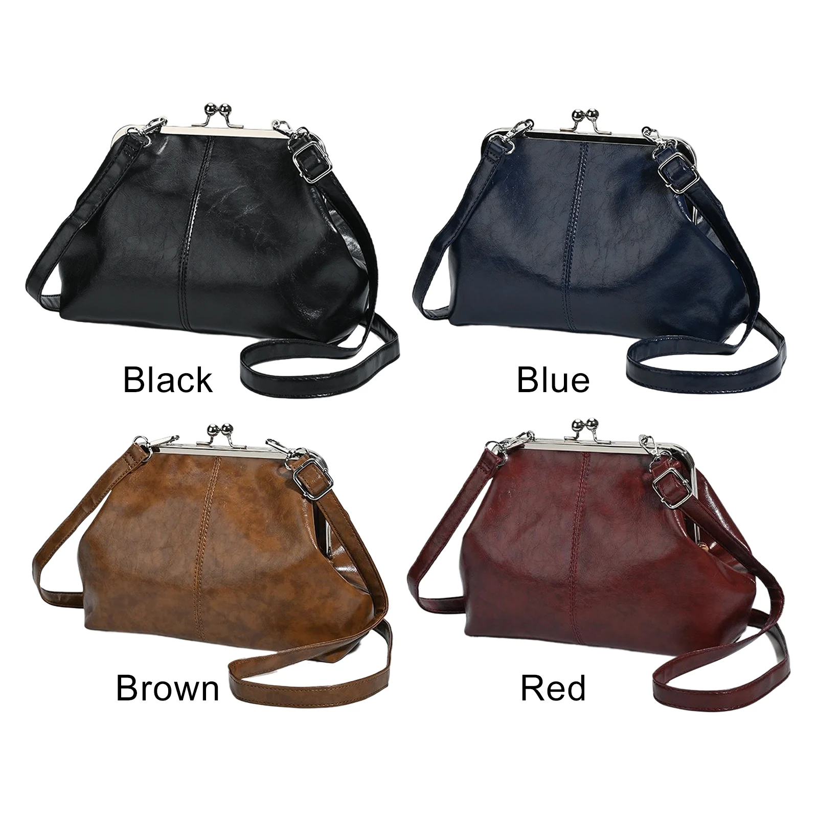 

Women's Fashion Bags Trend High Quality Leather Crossbody Shoulder Bag Elegant Kiss Lock Shoulder Bag for Travel Shopping Work