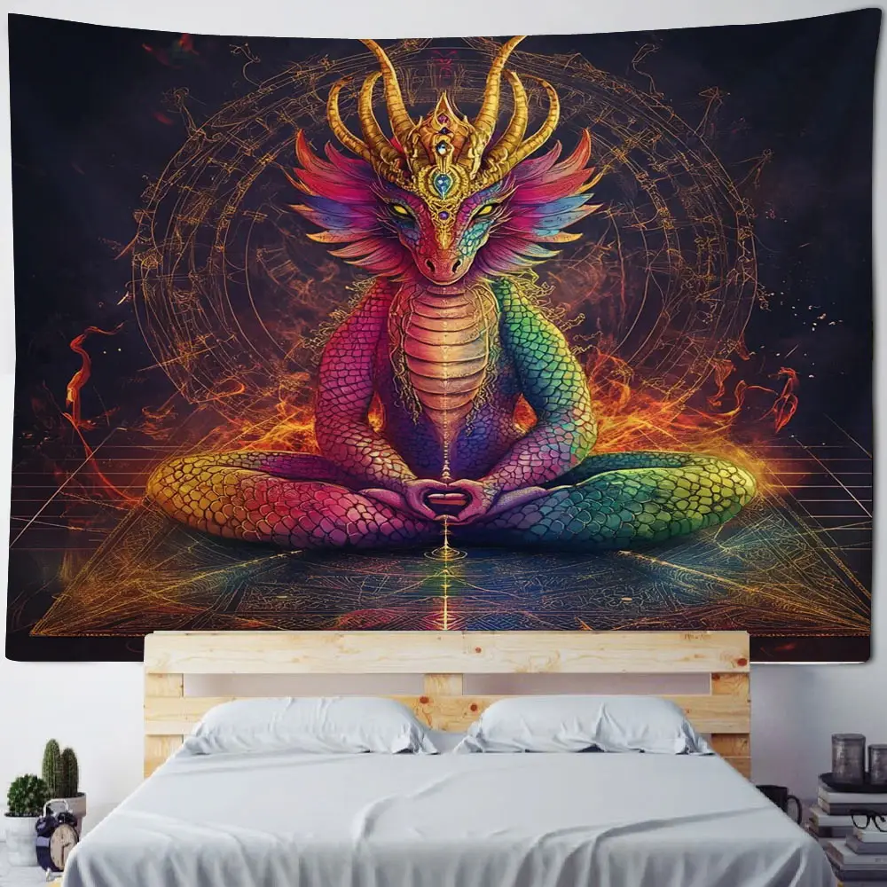 

Illusionary Dragon Family Illusionary Dragon Decorative Tapestry Colorful Dragon Illustration Decorative Tapestry