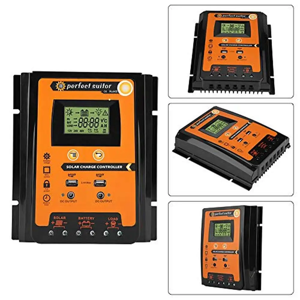 30A/50A/70A MPPT Solar Controller Battery Regulator Dual USB LCD Display Timer Function 12/24V Efficient Discharge Control