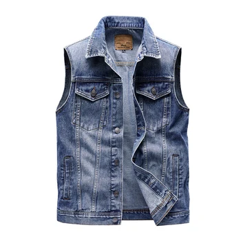 Spring Summer Men's Denim Vests Fashion Turn-Down Collar Cotton Jean Sleeveless Jackets Man Retro Streetwear Party Waistcoats 2