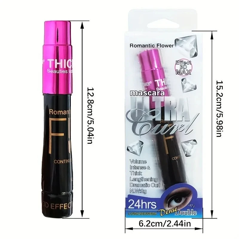 3D Fiber Mascara Effect Waterproof Long-Lasting Natural Curling Eyelashes Non-Smudging Maximize Volume Intense&Thick Lengthening