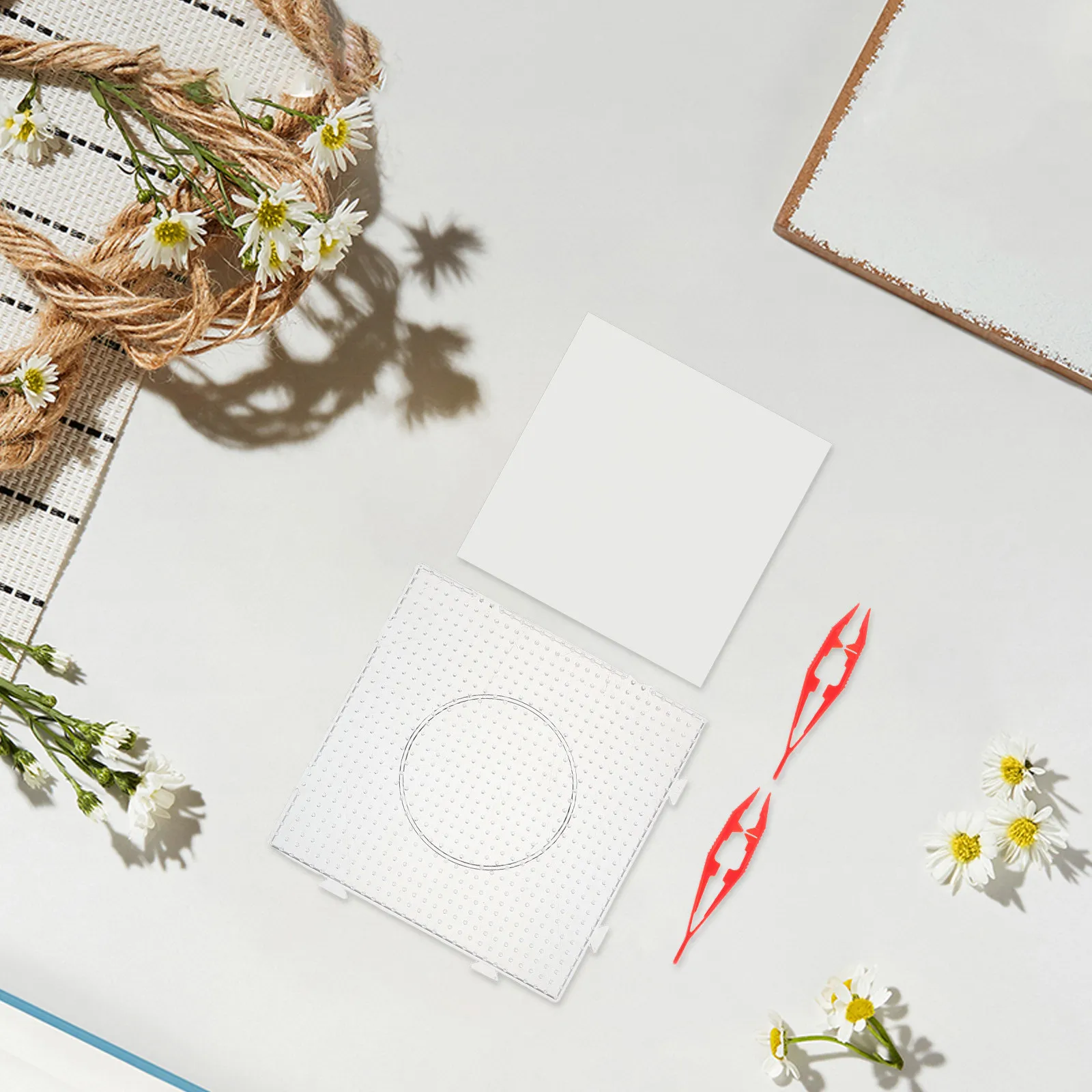 

1Set Large Fuse Beads Pegboard Set Transparent Plastic Craft Board for Detailed Bead Art Projects Spacious Connectable Layouts