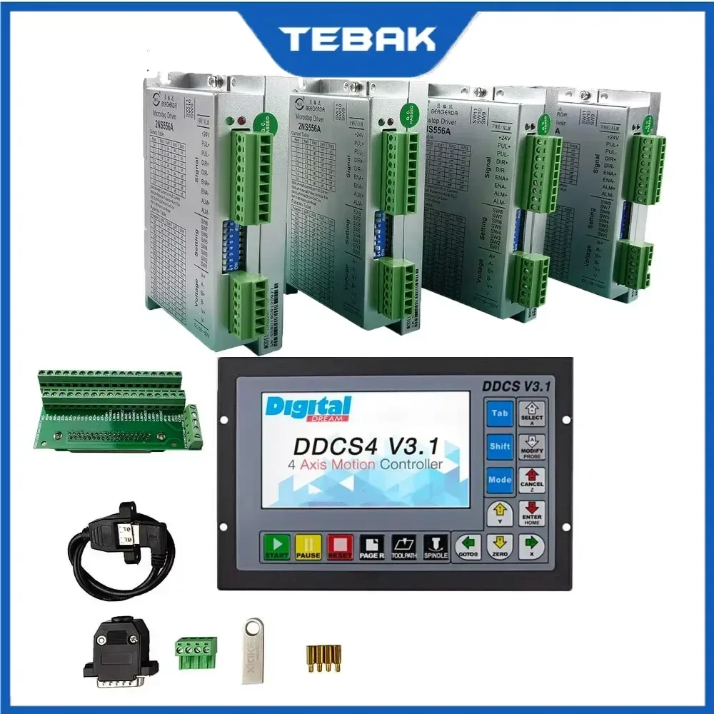 CNC Router 3/4-axis Kit Controller DDCSV3.1 + Stepper Motors Drives 2NS556A For Around 3NM NEMA23/34 motor