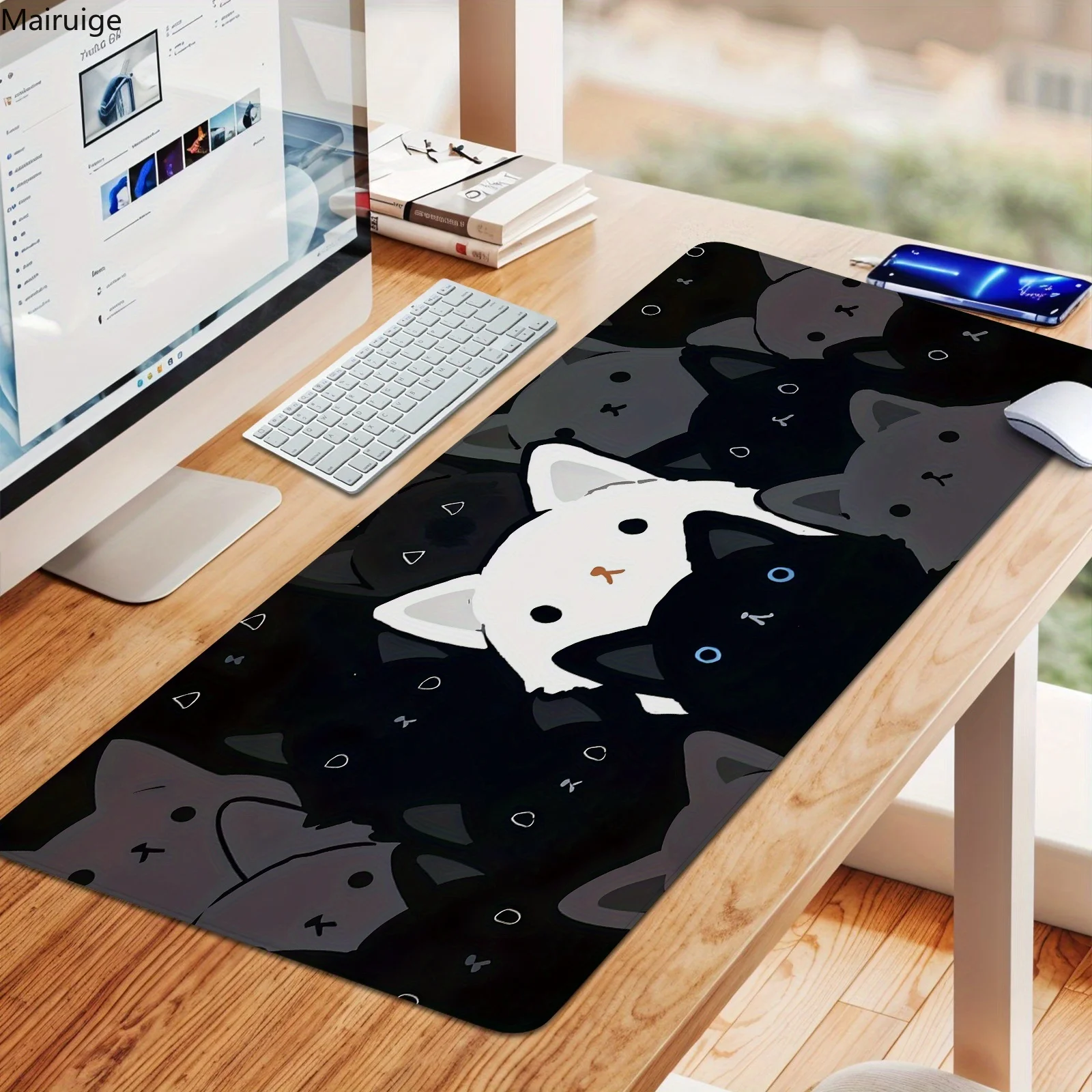 900x400MM Simpatico Mouse Pad Gatto Semplice Creativo Kawaii Grande Tappeto MousePad Accessori Per Computer Tastiera Tappetino Da Scrivania Impermeabile