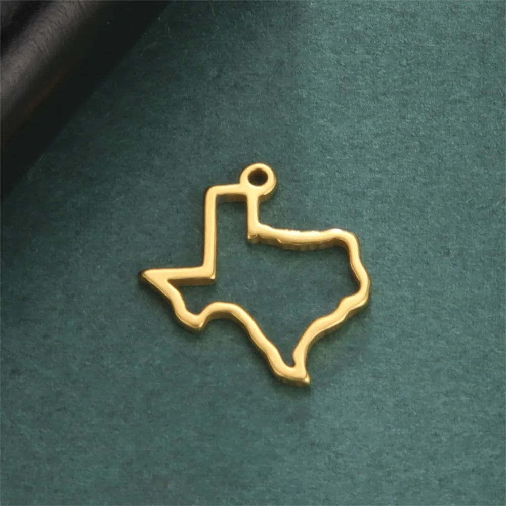 My Shape Texas Map Pendant Stainless Steel Map Charms for Necklace Bracelets DIY Jewelry Making Accessories Gift Wholesale 10pcs