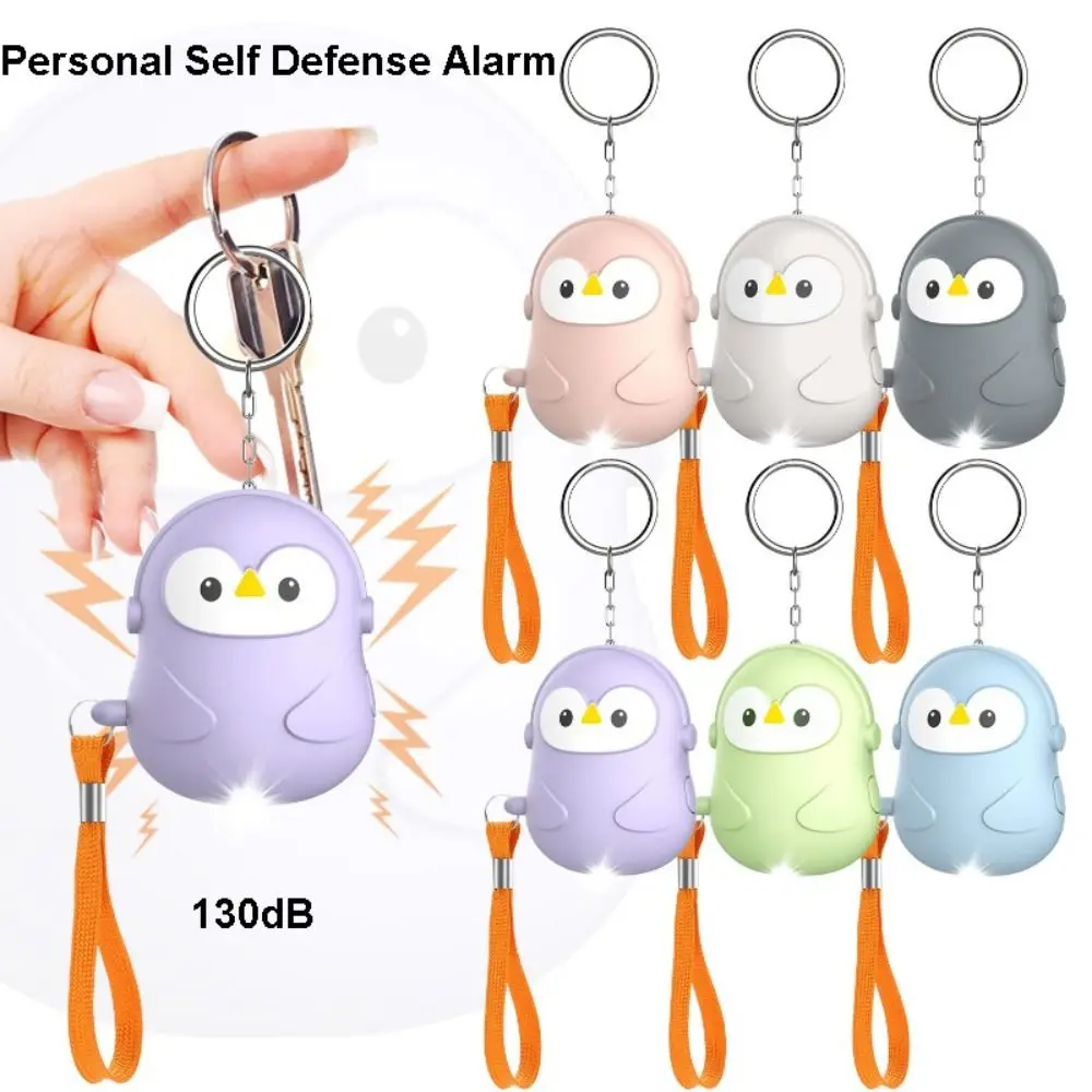 

Cute 130dB Personal Self Defense Alarm with LED Light Penguin Shape Safety Siren Mini Portable Keychain Alarm for Women Girls