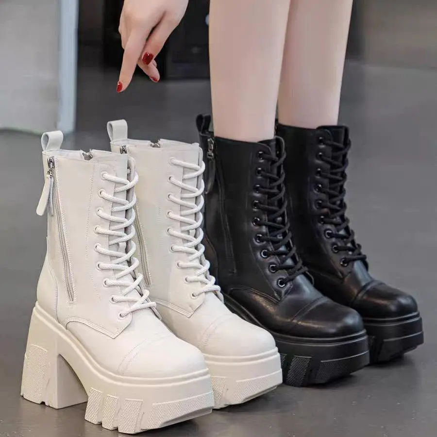

2025 women's ultra-high thick-soled 11cm cos height-increasing arge size short short boots