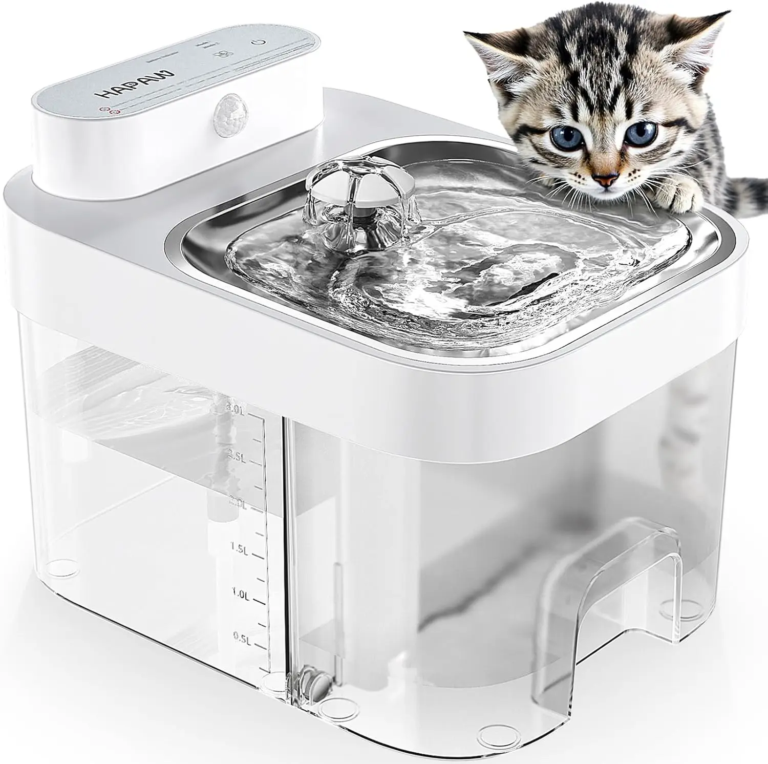 

Cat Water Fountain with 101oz Tank, No Filter Cotton, Wireless Automatic for Indoor Cats