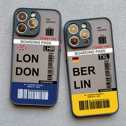 INS Design New York Seoul Tokyo Boarding Pass Ticket Phone Case for iphone 16 11 XS X XR 13 12 14 15 Pro Max 7 8 Plus SE Cover
