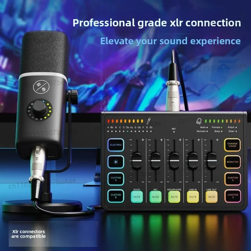 USB sound card - Game live streaming, recording and singing dedicated English version - Supports mobile phones and computers