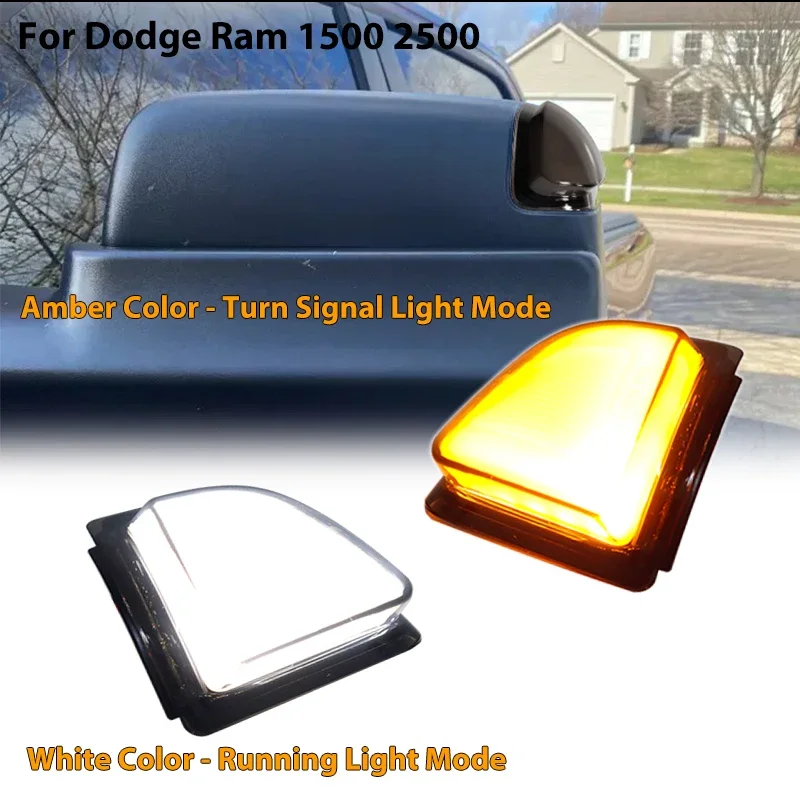 For Dodge Ram 1500 2500 3500 4500 5500 Side Mirror Lights Amber Turn Signal Lights White Parking Light/DRL 68302828AA 68302829AA