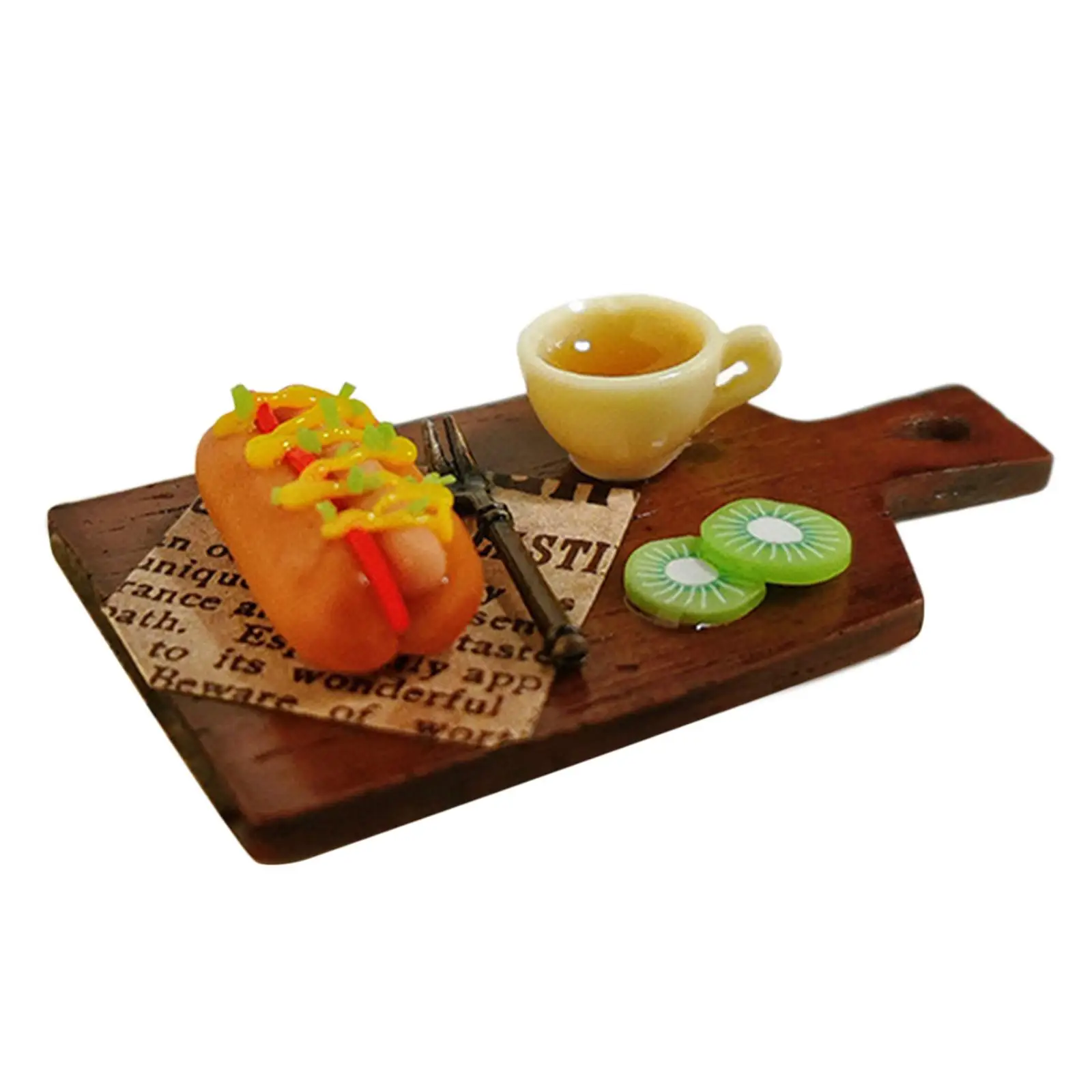 Doll House Accessories Hot Dog DIY Scene Accessories Afternoon Tea Toy Model for Dining Table Living Room Bakery Kitchen Desktop