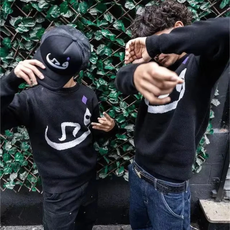 Men's Vintage Knitwear Y2K Creative Sweaters Winter Harajuku Oversized Pullover Sweater Unisex Aesthetic Clothes Teens Women Top