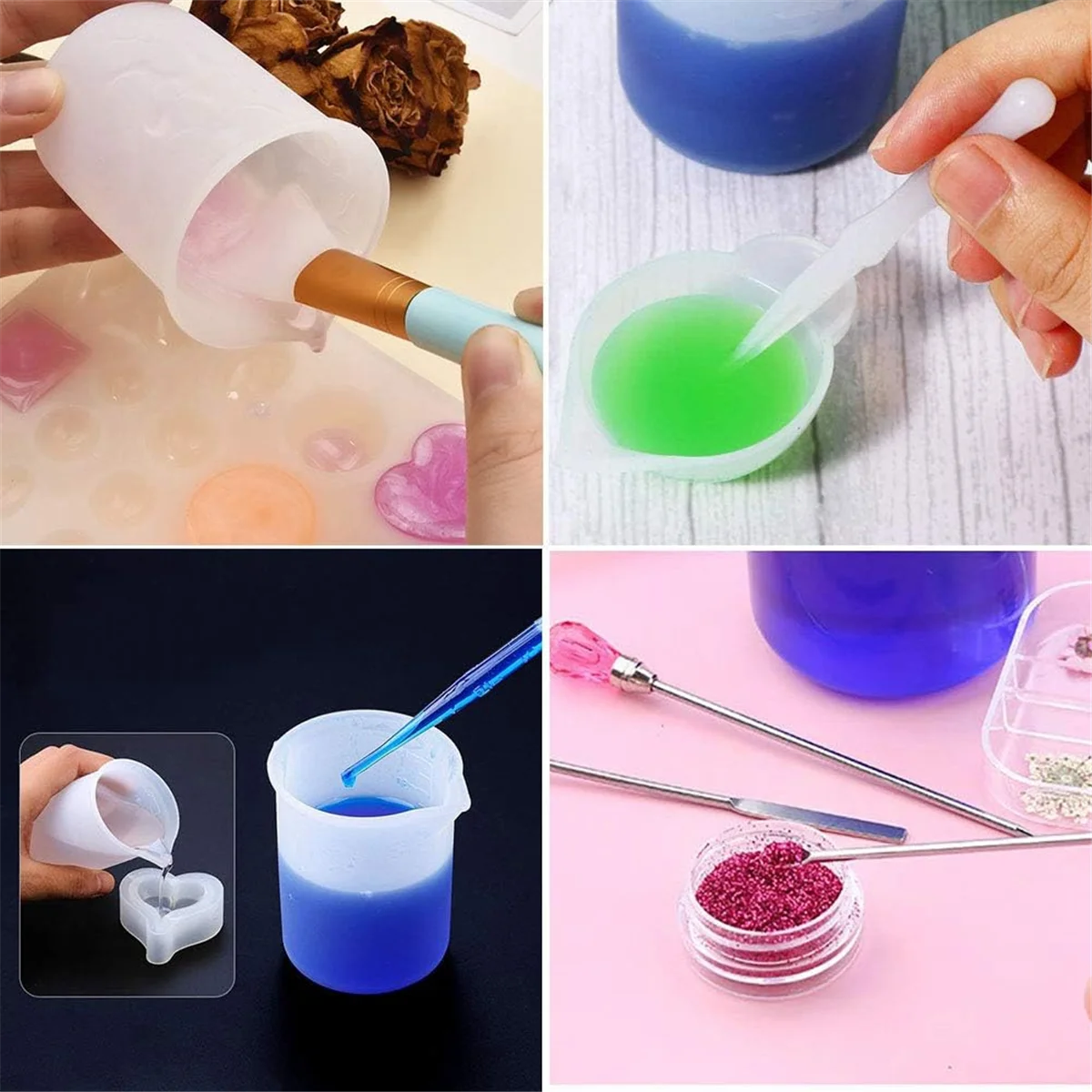 Resin Tools Set 22PCS, A3 Silicone Sheet, 100ML Measuring Cups, Silicone Mixing Cups, Silicone Brushes Stir Sticks