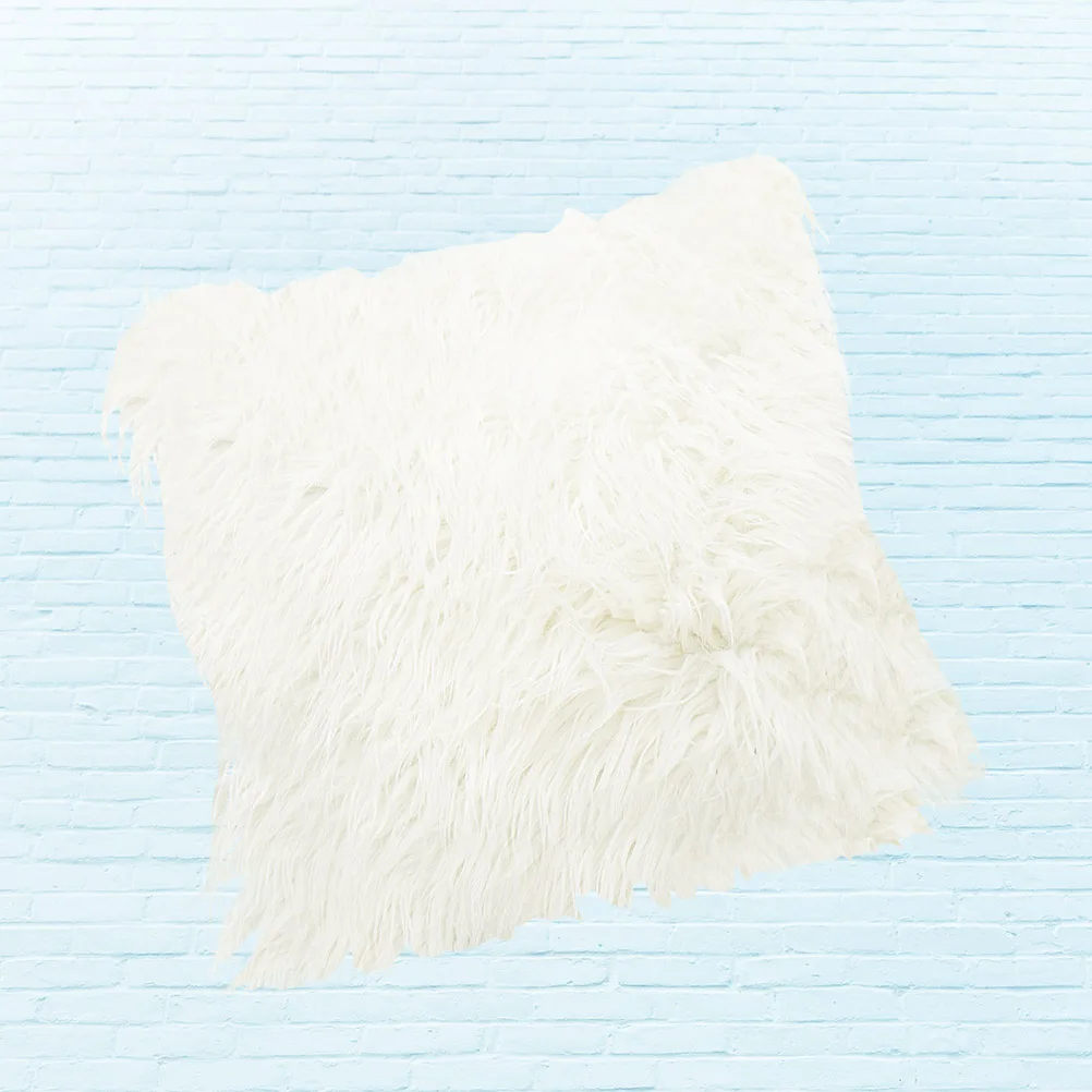 

1pc 45X45Cm Wool Cushion Pillowcase Throw Pillow Cover Decorative Home Warm Winter Comfortable 45Cm Cushion Cover White