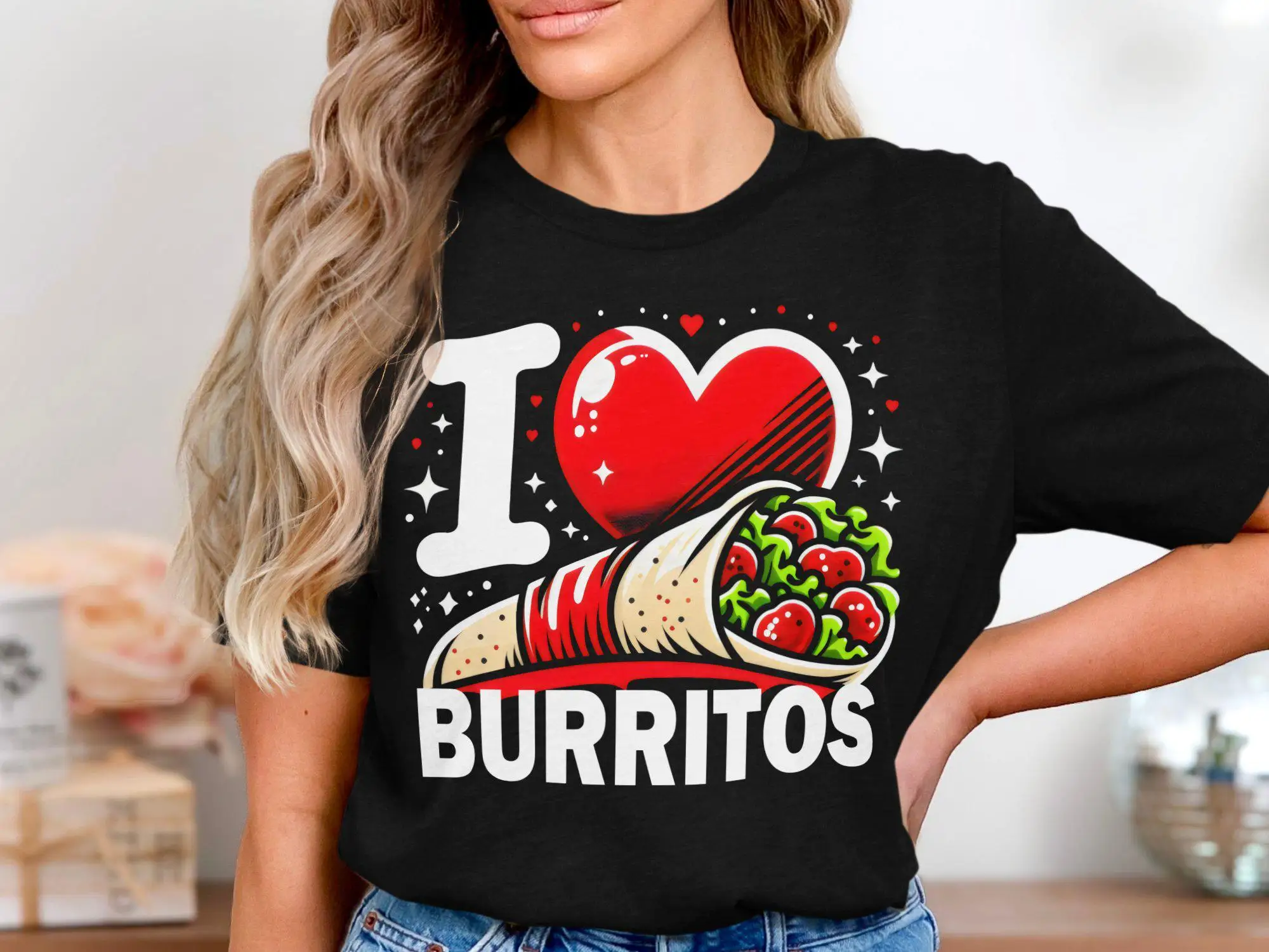 

I Love Burritos T Shirt Fun Food Lover Cute Burrito Top Casual Wear Idea Fans