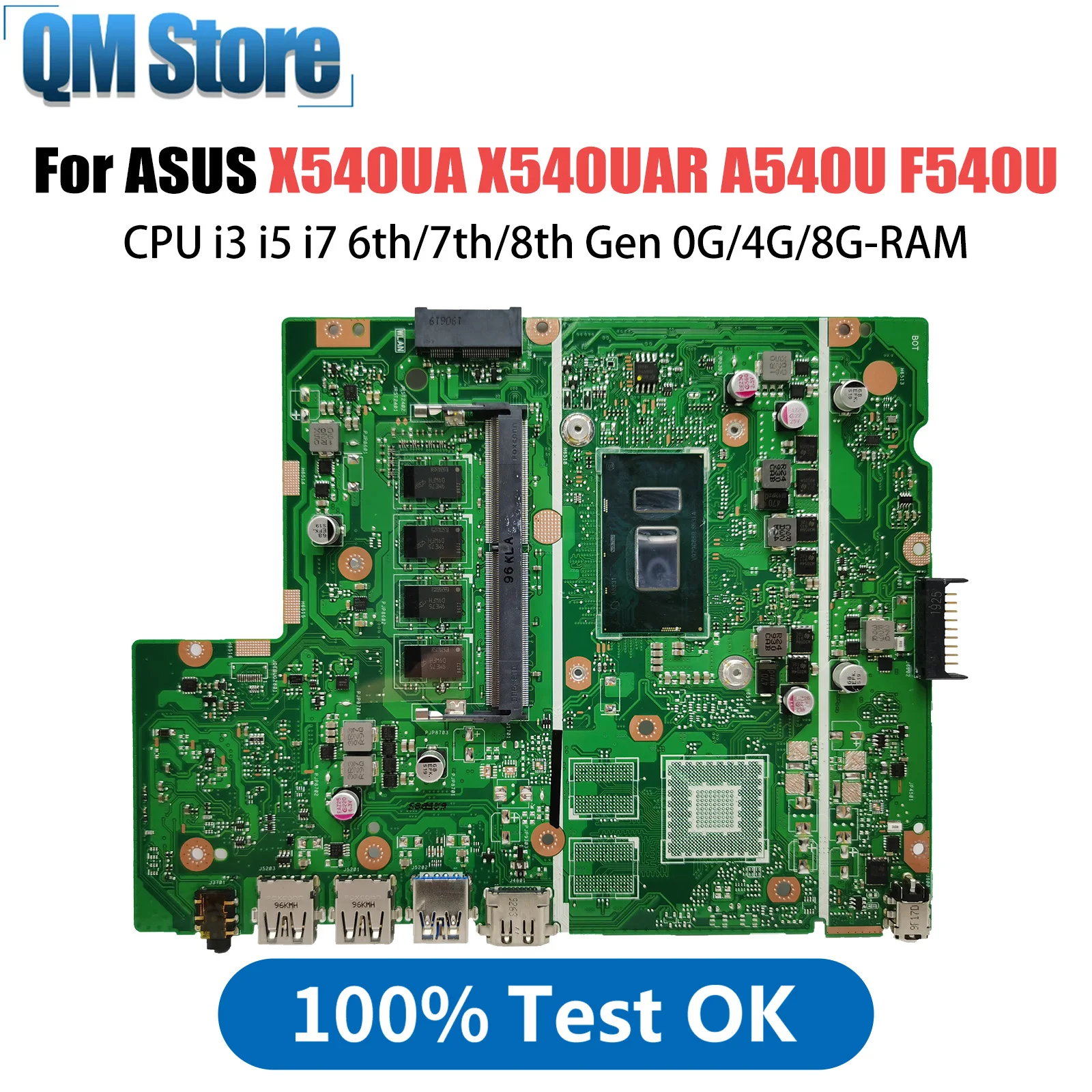 X540UA Laptop Motherboard For ASUS X540UAR X540UV A540U F540U X500U K540U X543U P540U R540U Mainbaord i3 i5 i7 0G/4G/8G-RAM