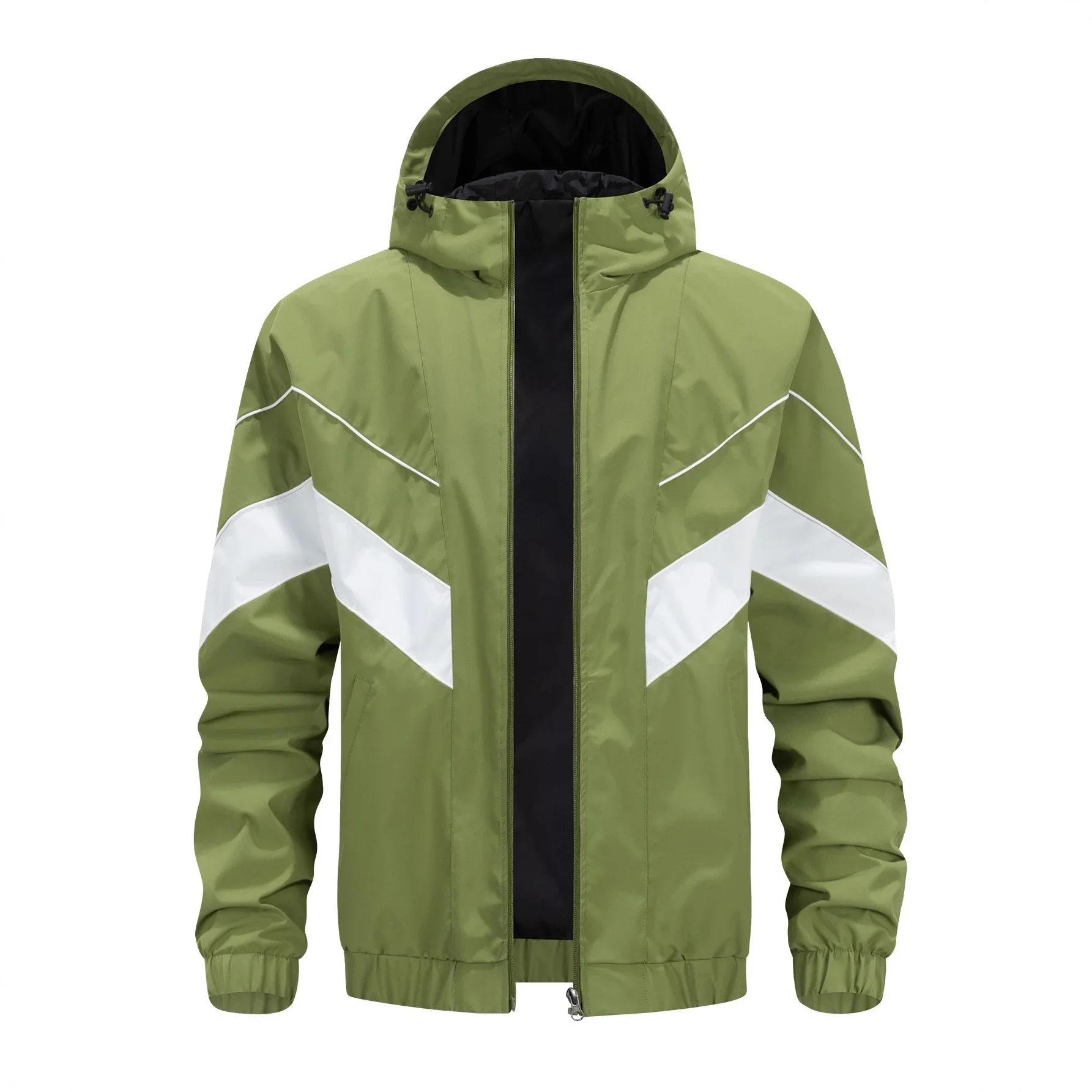 

Autumn Men Coat Loose Contrast Color Patchwork Causal Male Jacket Long Sleeve Breathable Outdoor Sport Man Hooded Outerwear