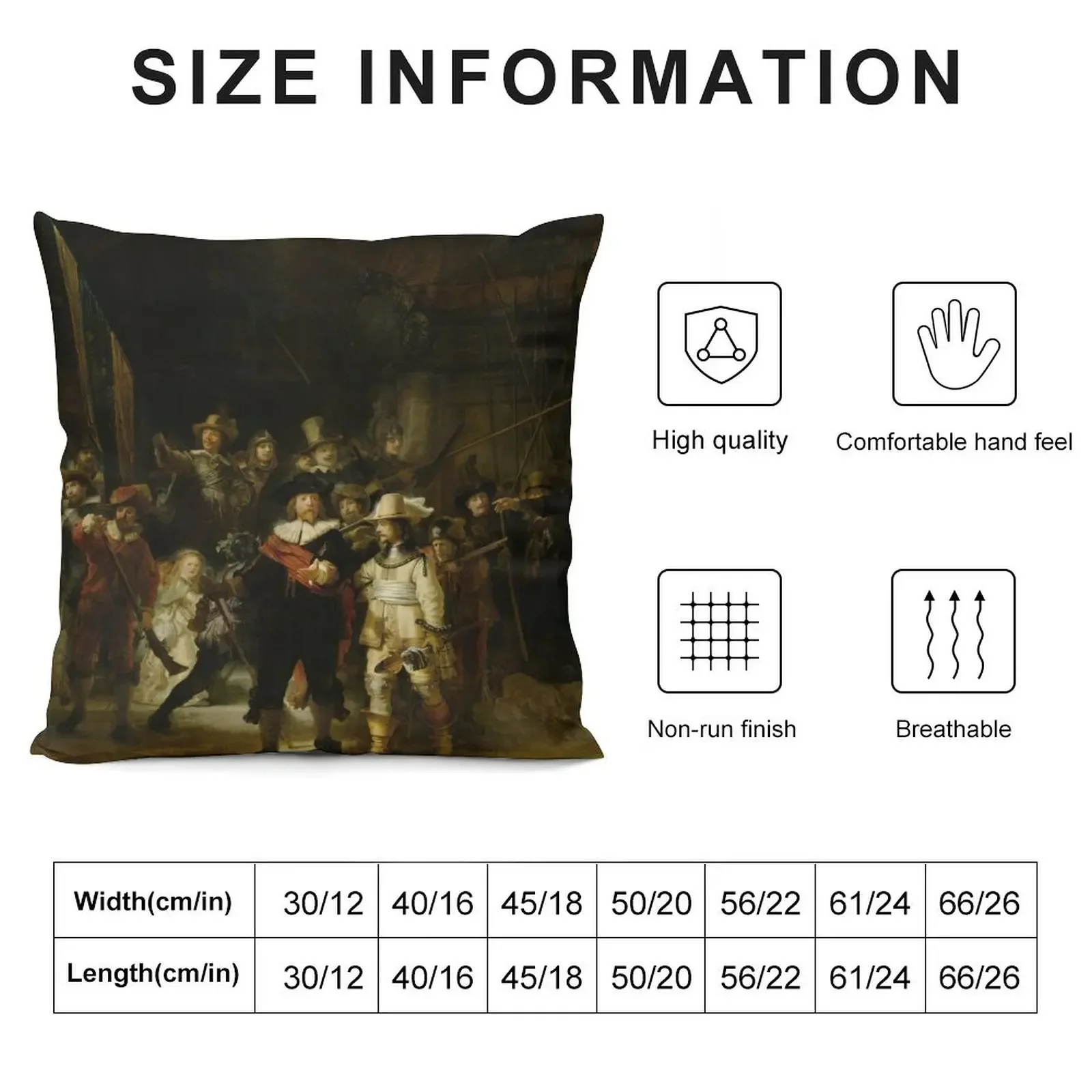 The Night Watch by Rembrandt Throw Pillow Decorative Cushions For Living Room Christmas Pillow Ornamental Pillow