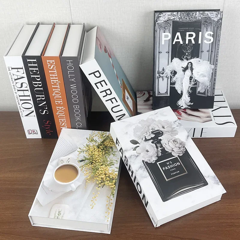 Fashion Brand Custom Luxury Decoration Book Flower Girl Line Leaf Magazine Fake Books Coffee Table Decorative Storage Box Decor