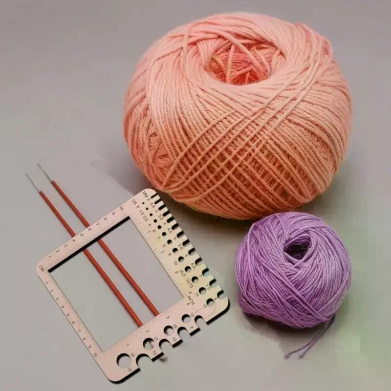 Wood Knitting Needle Gauge Square Ruler Embroidery Thread Bobbins Floss For Spinners Yarn Measuring Tools Sewing Supplies view 4