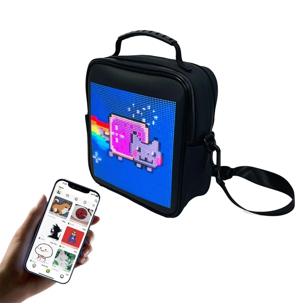 

2024 New Square Led Backpack For Men Women Outdoor Mobile Led Riding Bag Advertising Backpack Waterproof Led Dynamic Backpack