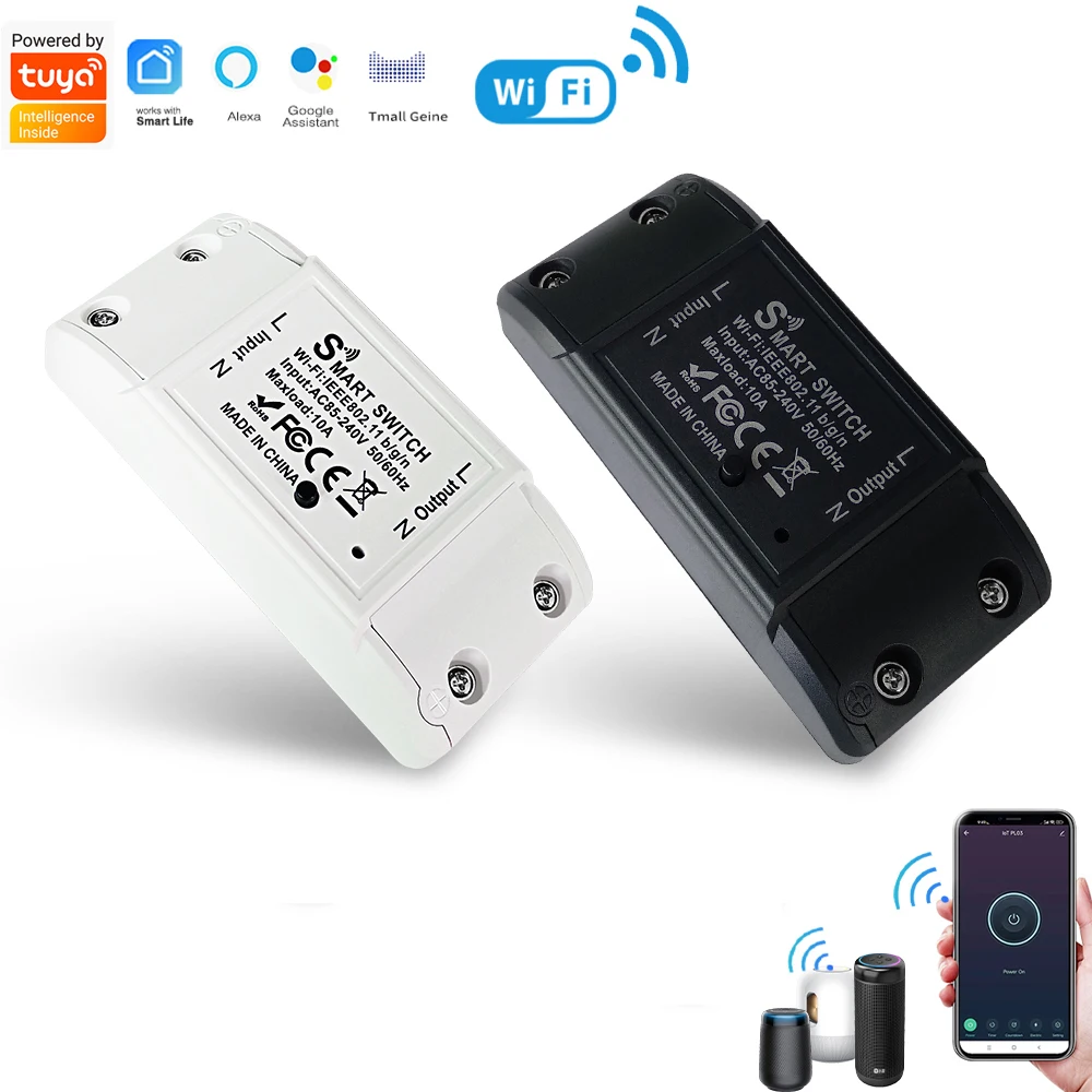 

Smart WiFi Switch Home Automation Relay Module - Wireless Remote Control via Tuya Alexa Smartlife APP - Timing Switch for Smart