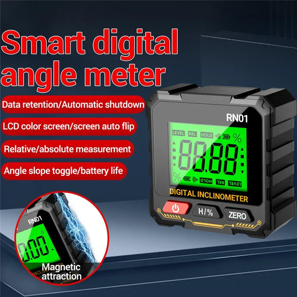 RN01 Digitale Hoekmeter Elektronisch Niveau Backlit Gradenboog Inclinometer Niveau Hoek Heerser Finder Houtbewerking Meetinstrument