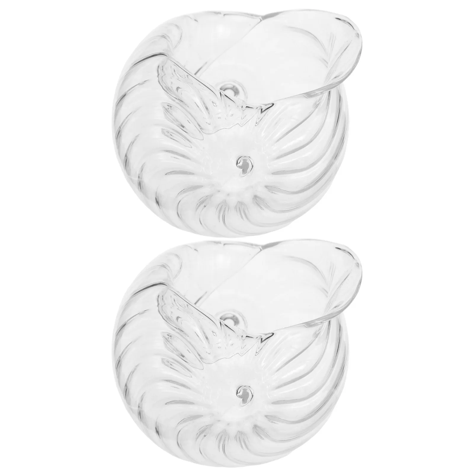 2Pcs Clear Conch Shell Cocktail Glasses Ribbed Seashell Cups Ocean Bar Party Glassware Martini Margarita Whiskey