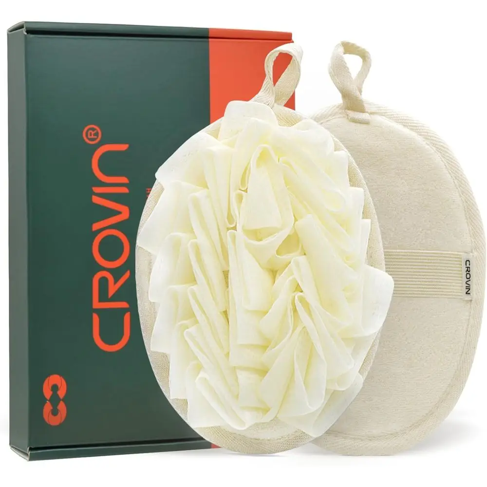 

Large 5x7 Inch Exfoliating Mesh Shower Sponge Set - 2 Pack, Elastic Strap Body Scrubber for Men and Women