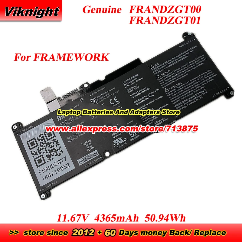 

Оригинальный аккумулятор FRANDZGT00 FRANDZGT01 11,67 В 4365 мАч 50,94 Втч для ноутбука FRAMEWORK FRANDZGTZ FRANDZGT7