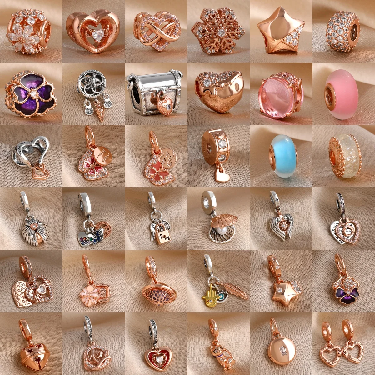 New 925 Silver Rose Gold, Shell, Butterfly, Bell, Heart shaped Bead Pendant Fit Original Bracelet DIY Exquisite Jewelry