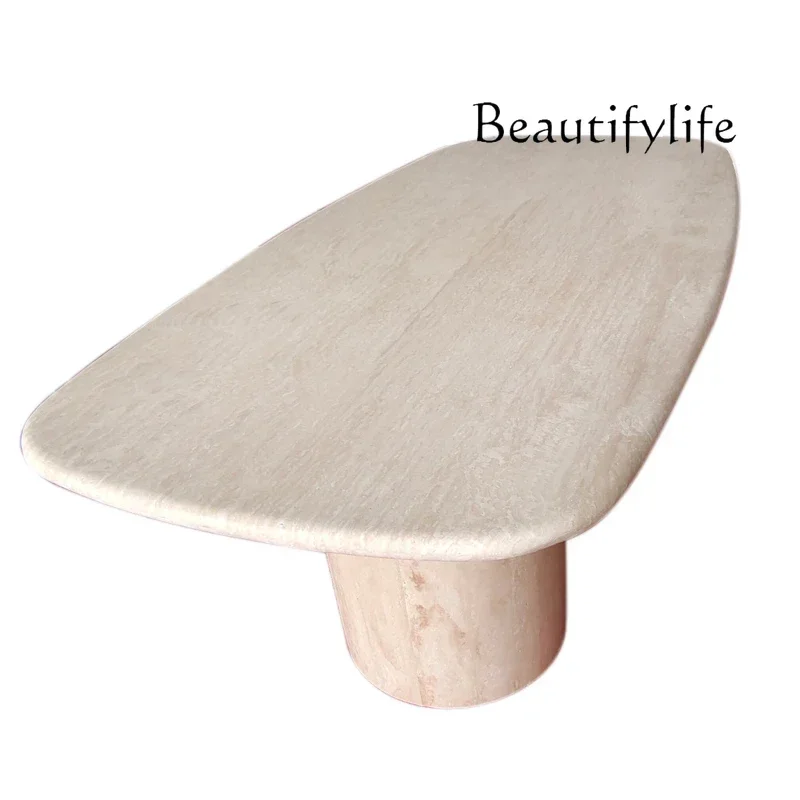 O10 Natural Travertine Dining Table Rectangle Restaurant Designer Marble Dining Table Italian Western Custom Table