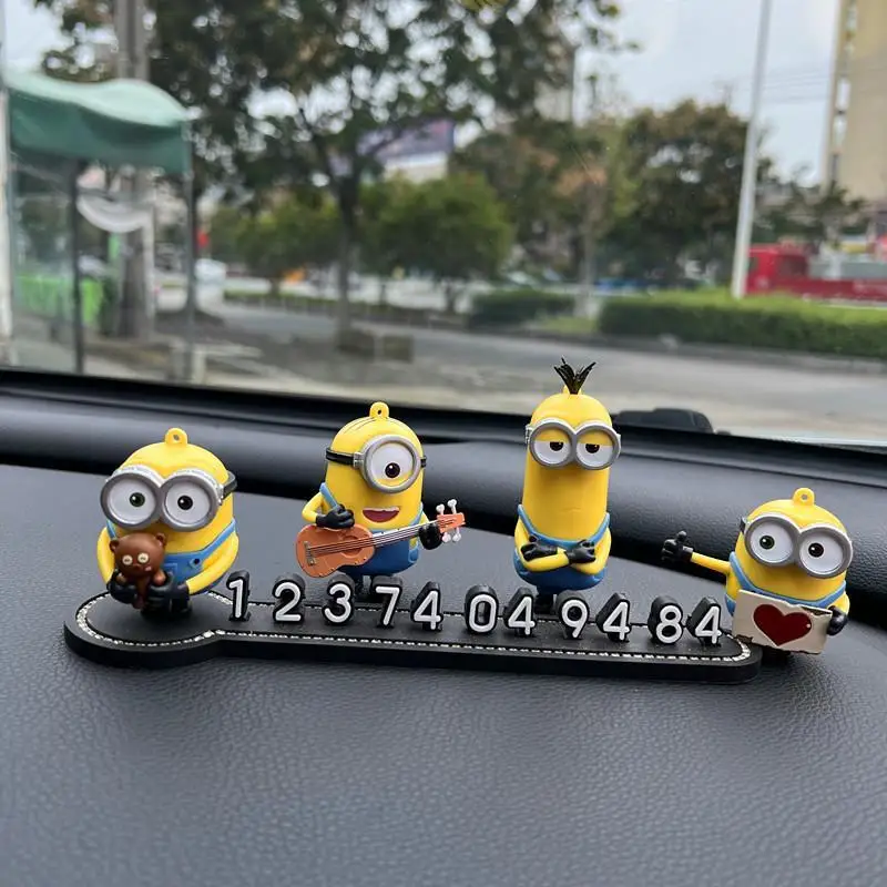 

Minions Kawaii cartoon character hand model creative car temporary parking number plate moving car number plate car ornaments