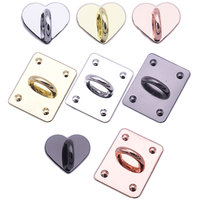 5PCS 2CM Cute Adhesive Metal Heart Phone Charm Holder Square Sticking Hooks Phone Case Finger Ring Stand Buckle Accessory String