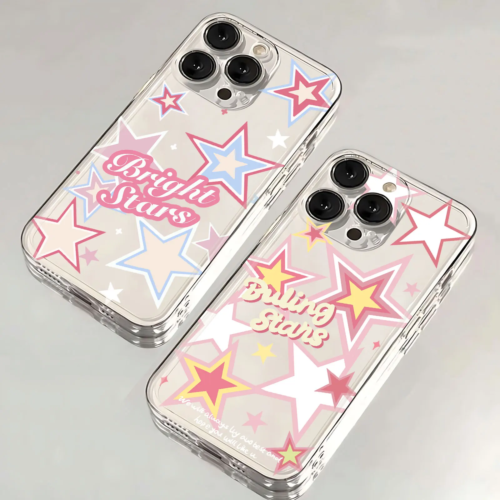 

Korea Ins Lucky Star Cute Phone Case For VIVO Y28 V30e Y75 Y03 Y36 Y100 Y17s Y76 Y22s Y16 Y50 Y21 Y20 V29 V23e V21e Transparent