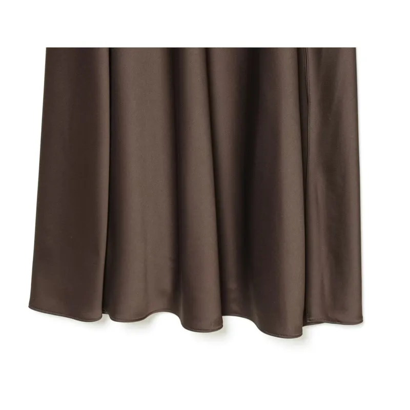 Abito lungo da donna in raso primaverile Moda scollo a V con spalline larghe Abito lungo da donna con orlo svasato Abiti da festa chic femminili