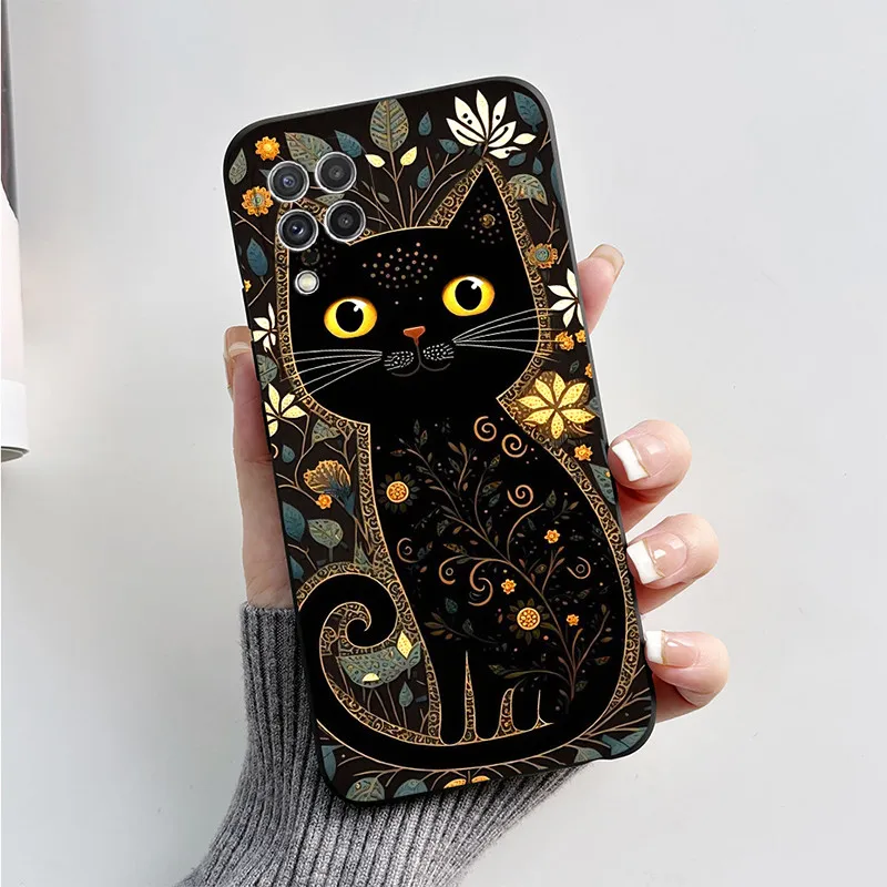 Per Samsung A22 A22S custodia Cute Cartoon Cat Fox Cover morbida in Silicone verniciato per Samsung Galaxy A22 A 22 4G 5G A 22S Fundas