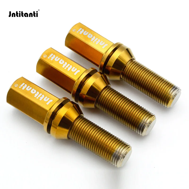 Jntitanti Gr5 Titanium wheel rim bolt screws M14*1.25*28-45mm long head with washer