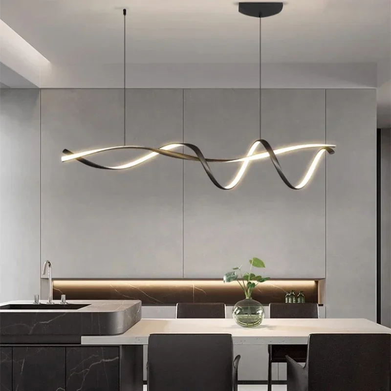 

NEO Gleam Matte Black Modern Led Pendant Lights For Dining Room Kitchen Island Bar Room Indoor Hanging Pendant Lamp Fixtures