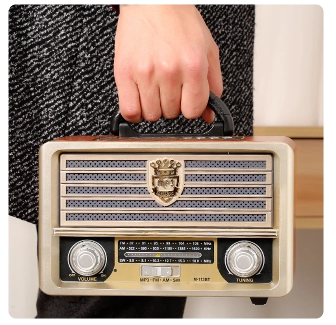 Wooden Retro Wireless Bluetooth Speaker 4.0 Mobile Phone Card Outdoor Audio Mini Subwoofer FM Radio