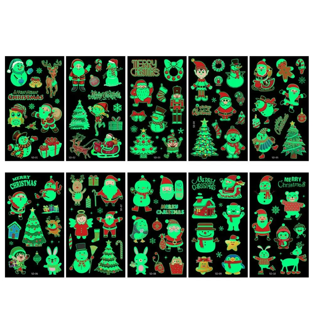 

for Body Arm Leg Holiday Party Xmas Decoration Luminous Tattoo Sticker Christmas Temporary Tattoo Fake Tattoo Body Art Stickers