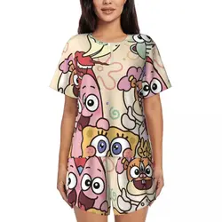 Conjunto de pijama de Bob Esponja para mujer, ropa de dormir de talla grande 4XL, novedad de verano