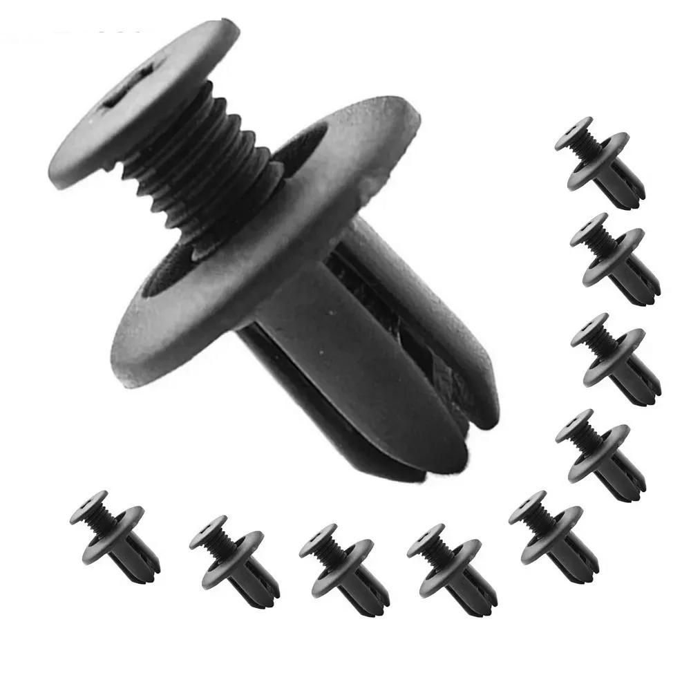 10/100pcs 6mm Plastic Rivets Fasteners Screw Car Bumper Fender Black Rivet Car Fastener Clips for Toyota Focus Kia Nissan Yamaha