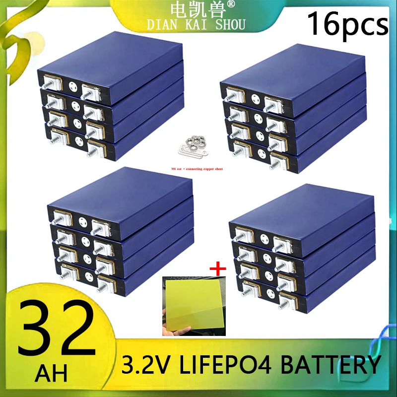 

3.2V 32Ah battery pack LiFePO4 phosphate 32000mAh for 4S 12V 24V Motorcycle Car motor batteries modification Stud EU/UE TAX FREE