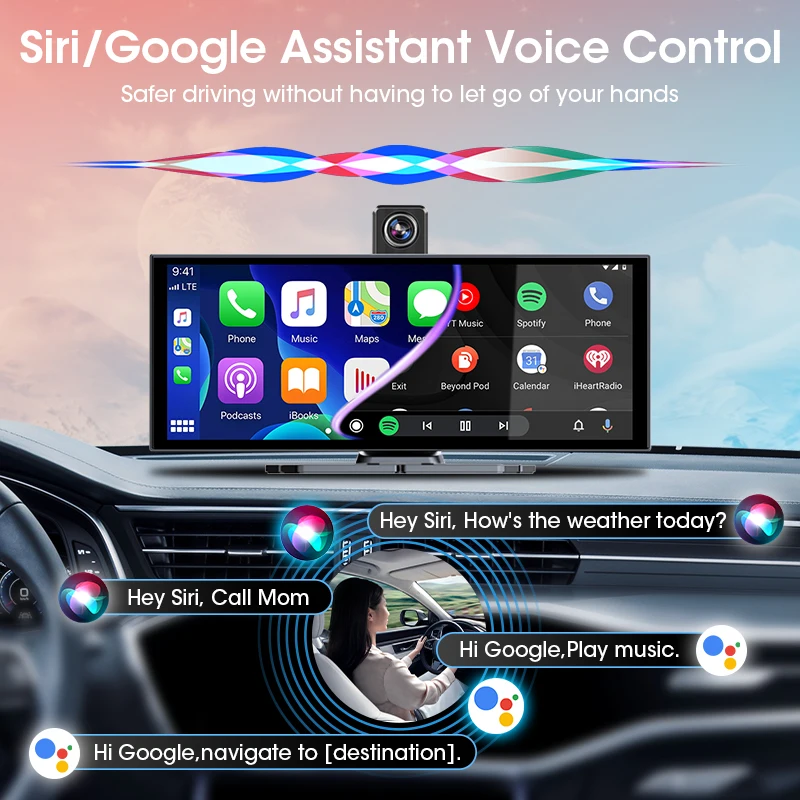 Srnubi 11.26 "Carplay جهاز تسجيل فيديو رقمي للسيارات 4K + 1080P داش كام 2160P تدوير عدسة أمامية مسجل أندرويد السيارات مرآة ربط Ai صوت #6