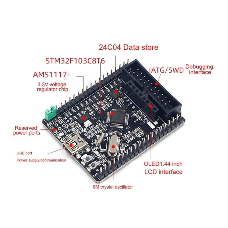 Scheda di sviluppo STM32F103C8T6 Nuovo PCB STM32 Scheda centrale di sistema piccolo Scheda di valutazione dell'apprendimento del microcontrollore STM